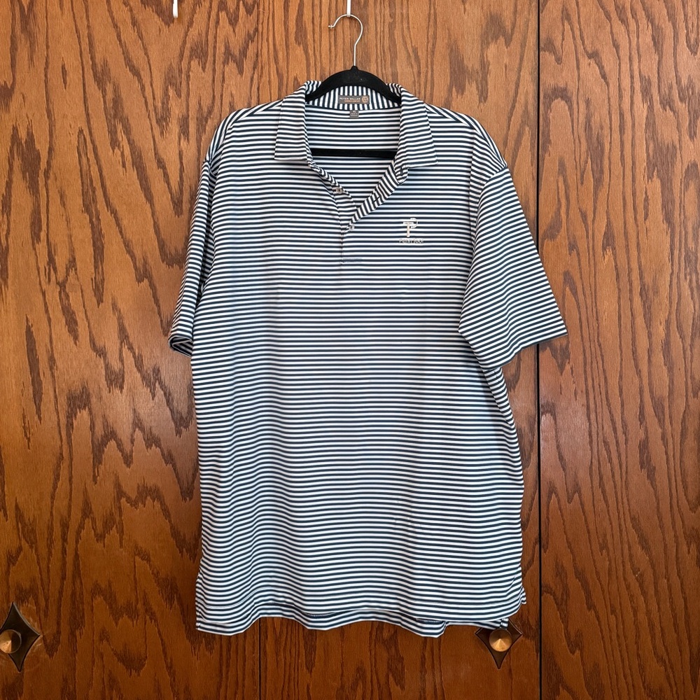 Peter Millar Summer Comfort Polo XL Navy Stripe Golf Performance